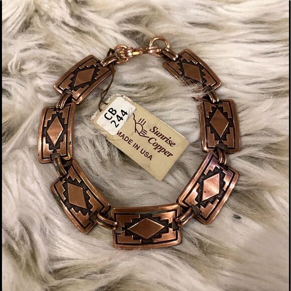 Sunrise Copper Southwest Link Bracelet 100% Solid Copper – NWT – Made in USA 6” - Picture 2 of 4